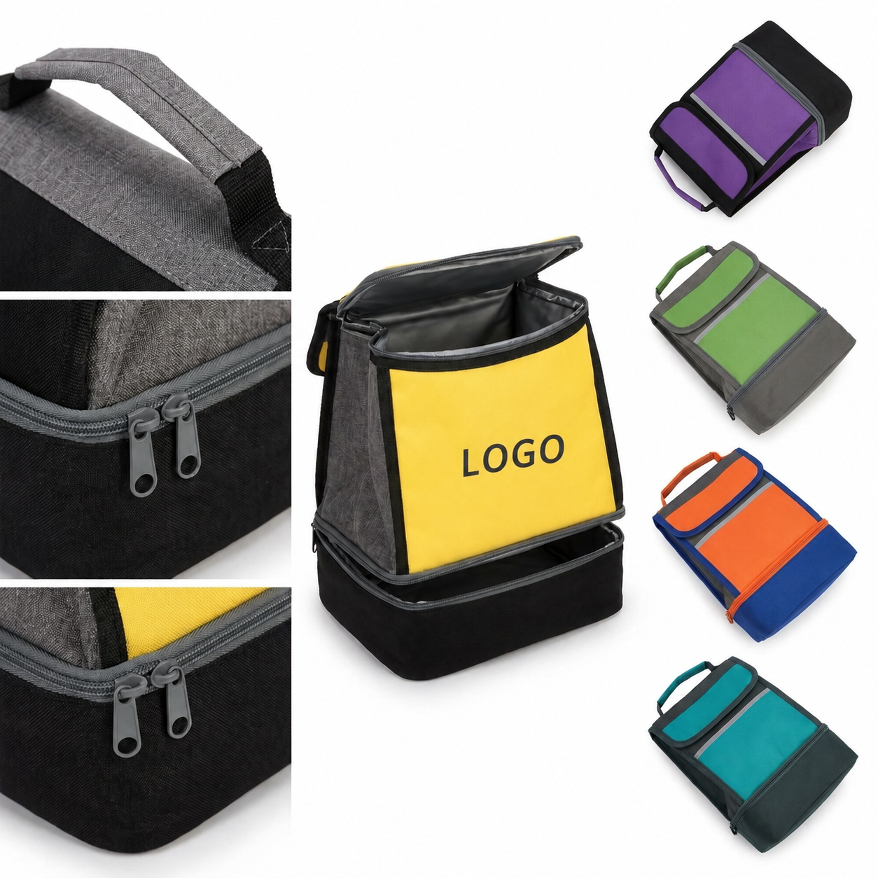 Dual-Layer Thermal Insulated Lunch Bag with Contrast Panels