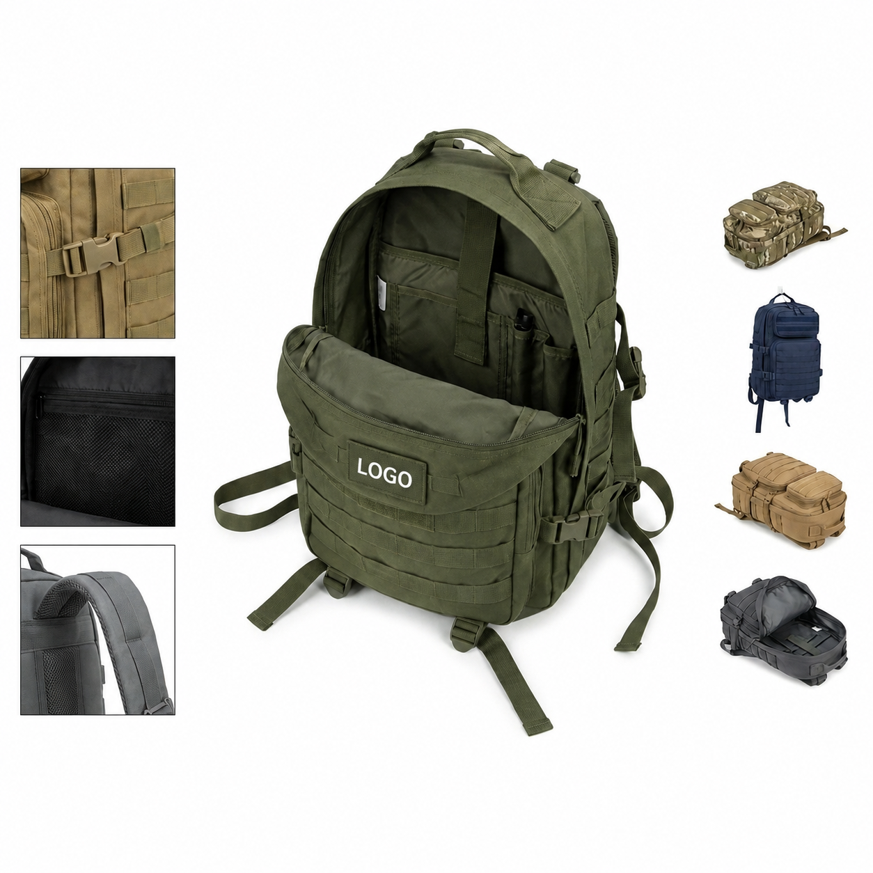Rugged Multi-Compartment Outdoor Tactical Pack with Integrated Webbing System
