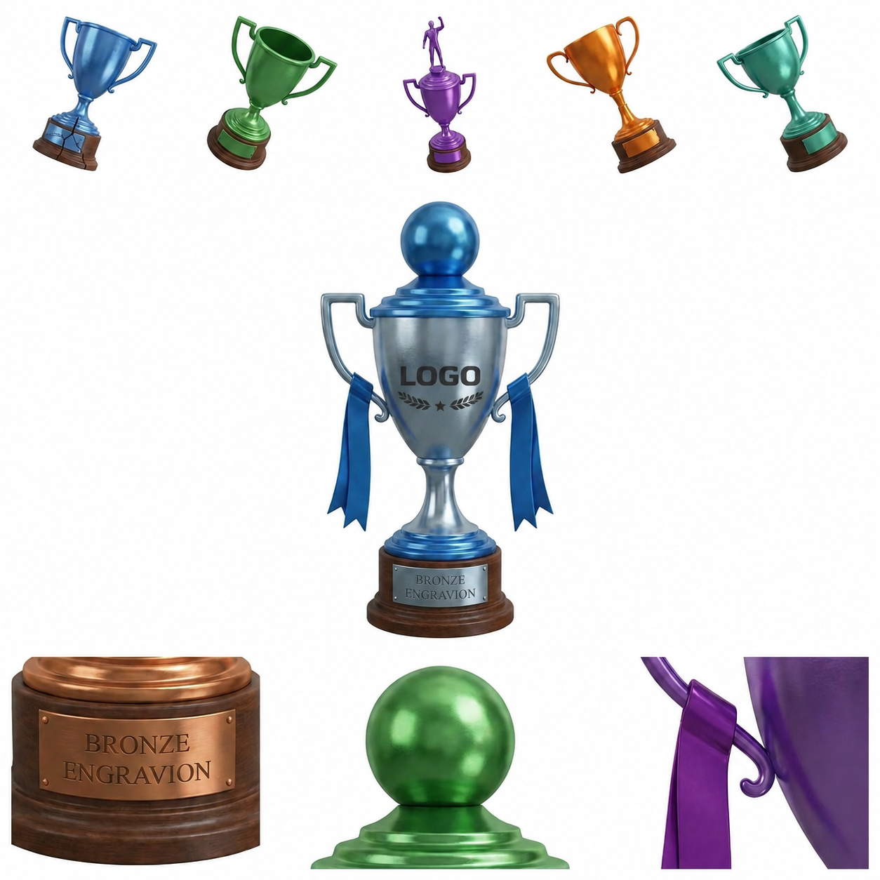 Metallic Achievement Award Trophy with Customizable Nameplate