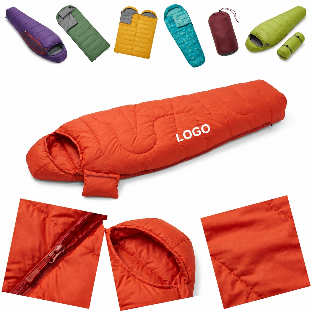 Lightweight Three-Season Insulated Compact Sleeping Bag with Compression Sack
