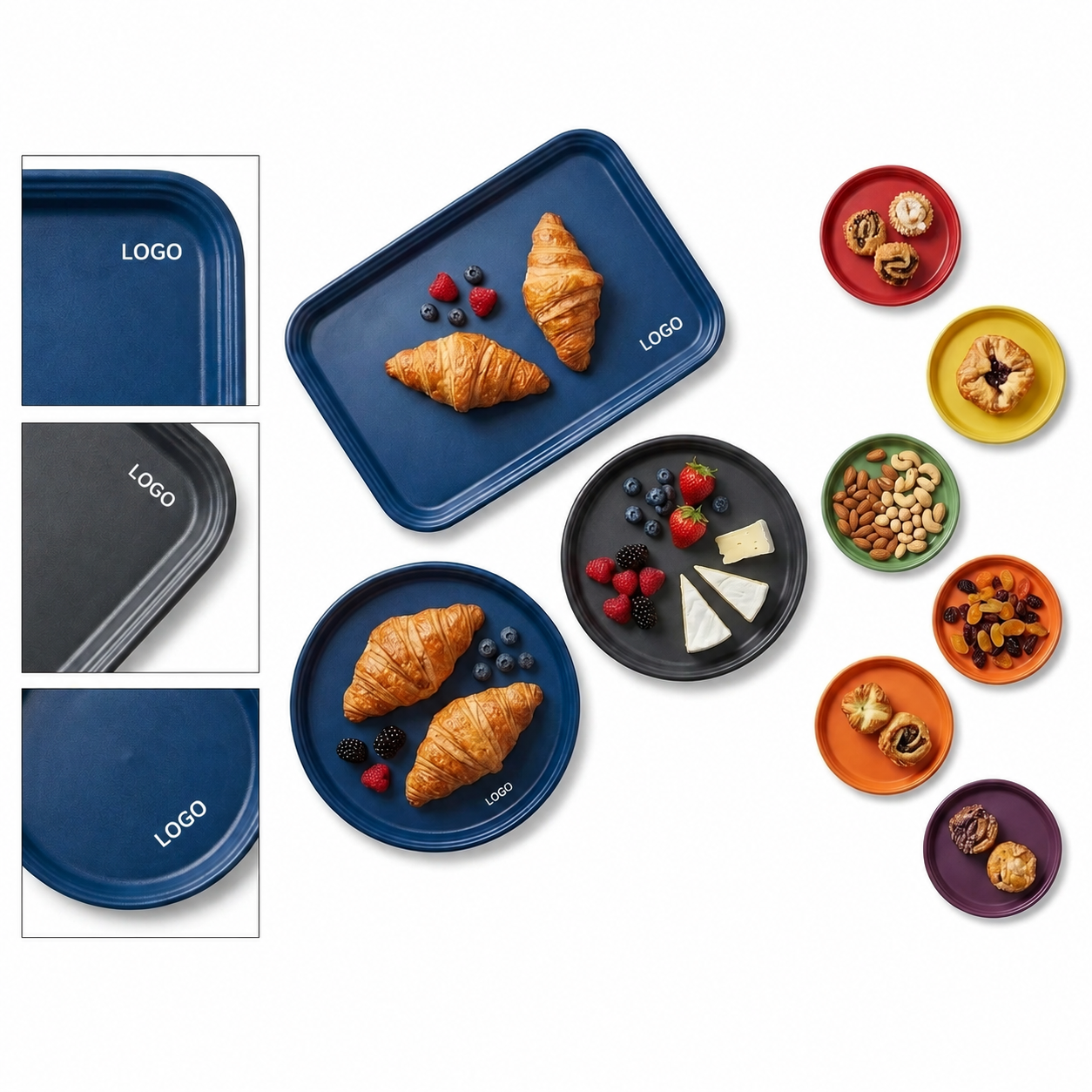 Non-Slip Textured Utility Serving Tray in Multiple Colors