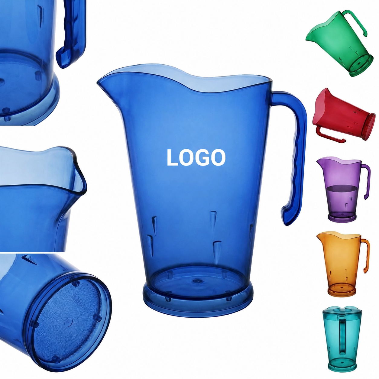 Transparent 44 oz Shatter-Resistant Beverage Pitcher with Ergonomic Handle