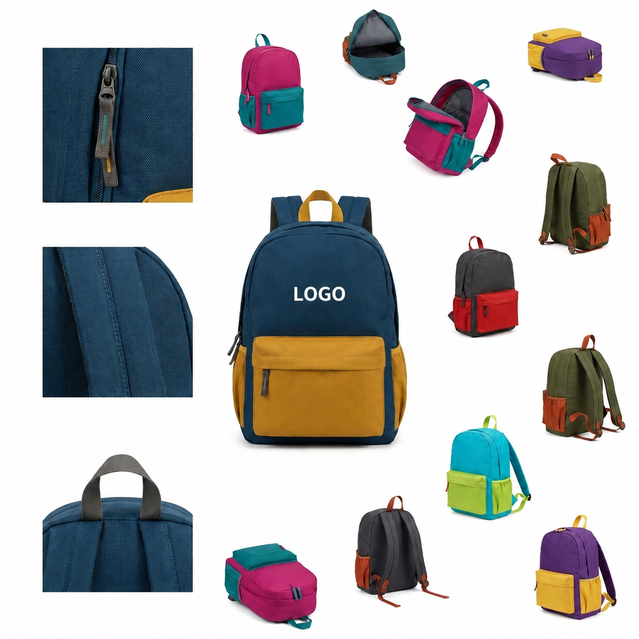 Vibrant Two-Tone Contrast Multi-Pocket Commuter Backpack