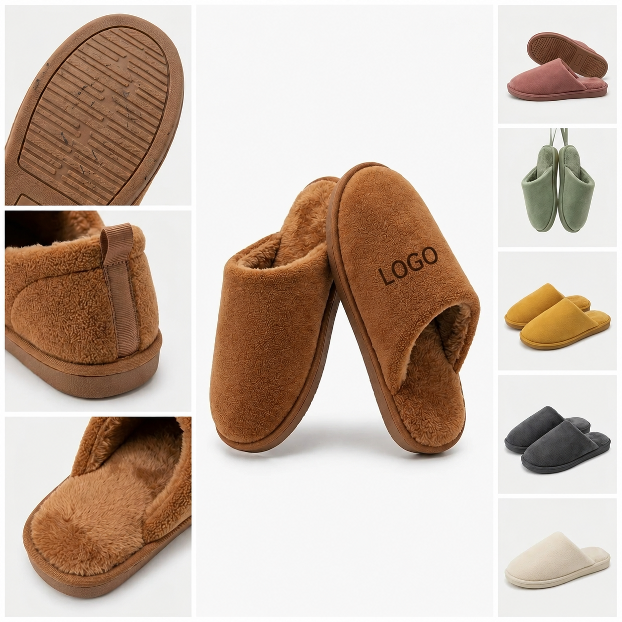 Plush Fleece Indoor Scuff Slippers with Cushioned EVA Sole
