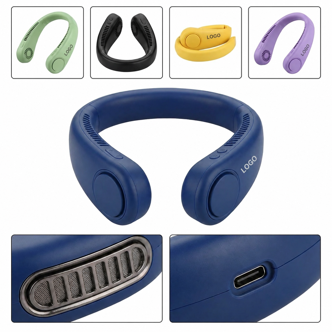 Triple-Tone Hands-Free Portable Neck Cooler with 2000mAh Rechargeable Battery