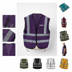 High-Visibility Zippered Safety Vest with Integrated Utility Pockets