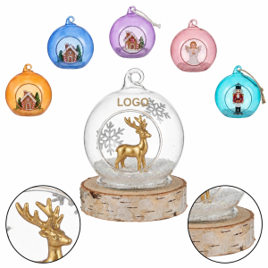 3-inch Glass Holiday Display Ball with Festive Miniature Scene