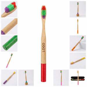 Sustainable Bamboo Manual Toothbrush with Color-Tipped Bristles