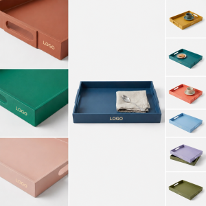 Matte Acrylic Serving Tray with Integrated Side Handles for Desktop and Bedside Organization