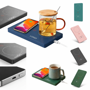 Dual-Function Desktop Wireless Charging Pad and Constant Temperature Beverage Warmer