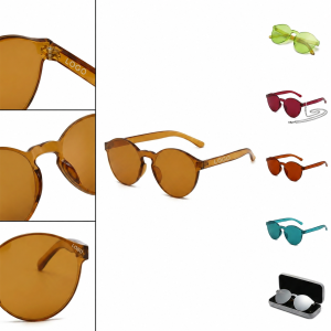 Rimless Circular Fashion Sunglasses with Solar Protection