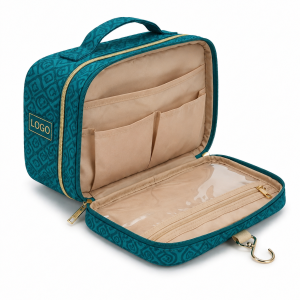 Multi-Section Hanging Toiletry Organizer with Clear Partitions and Reinforced Handle