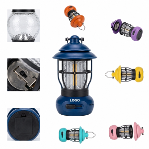 Vintage-Style LED Rechargeable Lantern with Integrated Battery Monitor