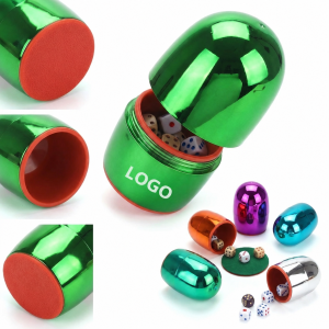 Metallic Finish Capsule Dice Shaker Cup - Portable Tabletop Gaming Set