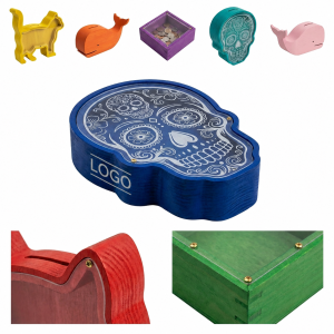 Multi-Shape Wooden Money Box with Transparent Acrylic View Panel